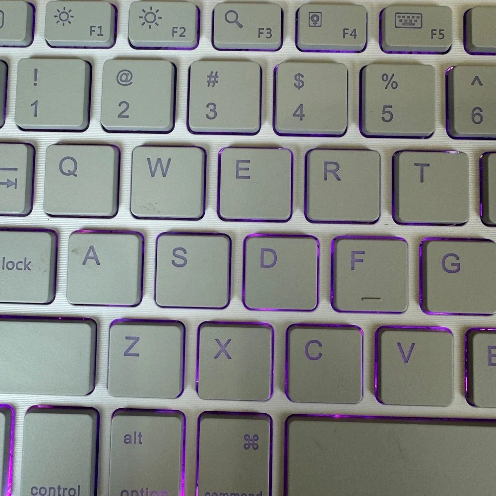 Wireless Bluetooth RGB Backlit Keyboard KB505 Slim Portable White Grey